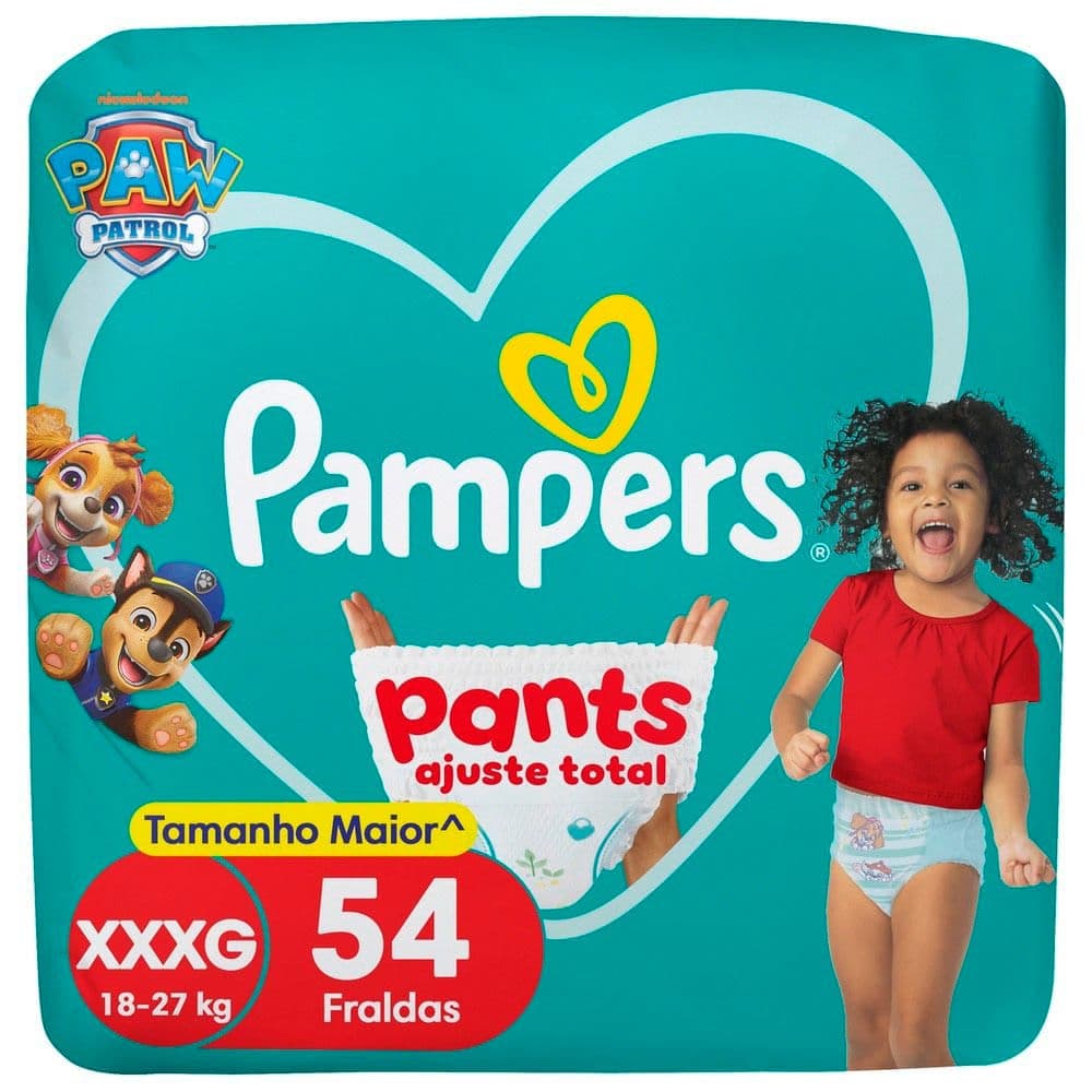 Fralda Pampers Pants Ajuste Total Tamanho XXXG 54 Unidades Descartáveis