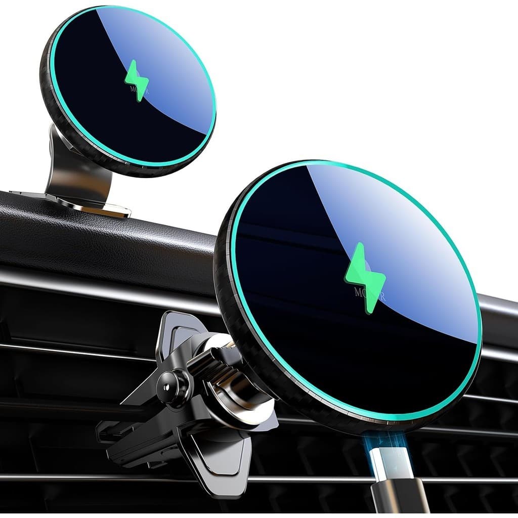 MOKPR Para Carregador Magnético De Montagem Em Carro-15W De Sem Fio-Suporte Telefone Dash Air Vent-LED RGB HandsFree Car