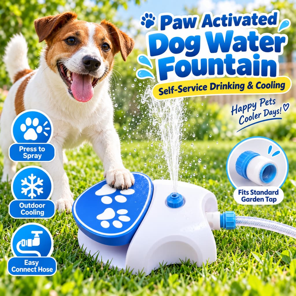 Bebedouro Fonte de Água para Cachorro Acionado pela Pata Brinquedo Refrescante Pet para Área Externa
