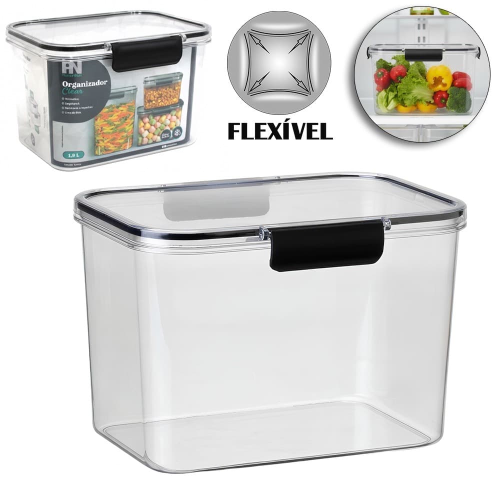 Organizador de Acrílico Retangular Transparente 30cm Grande Multiuso para Gaveta Cozinha Guarda-Roupa Organizadora