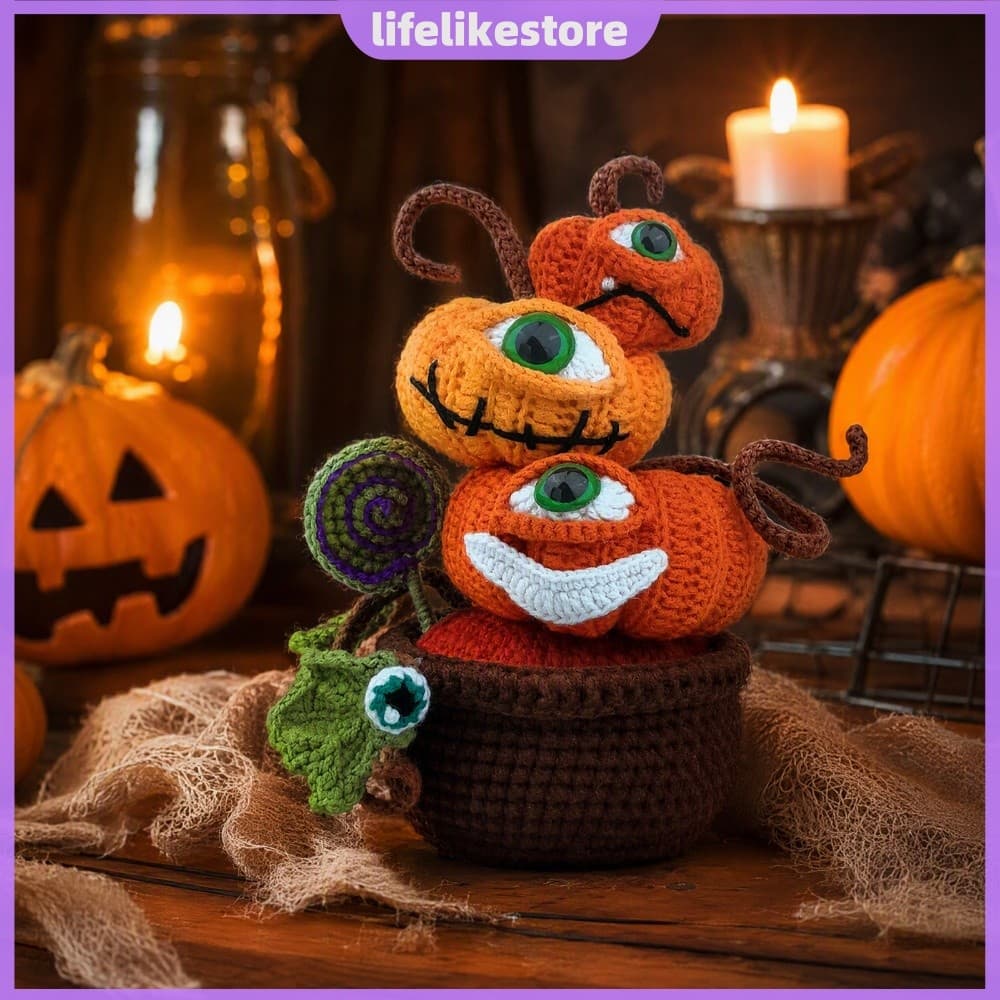 Kit Inicial De Crochê Halloween DIY Abóbora Amigurumi Plantador Gancho De Fio De Mau Olhado Para Iniciantes [lifelikesto