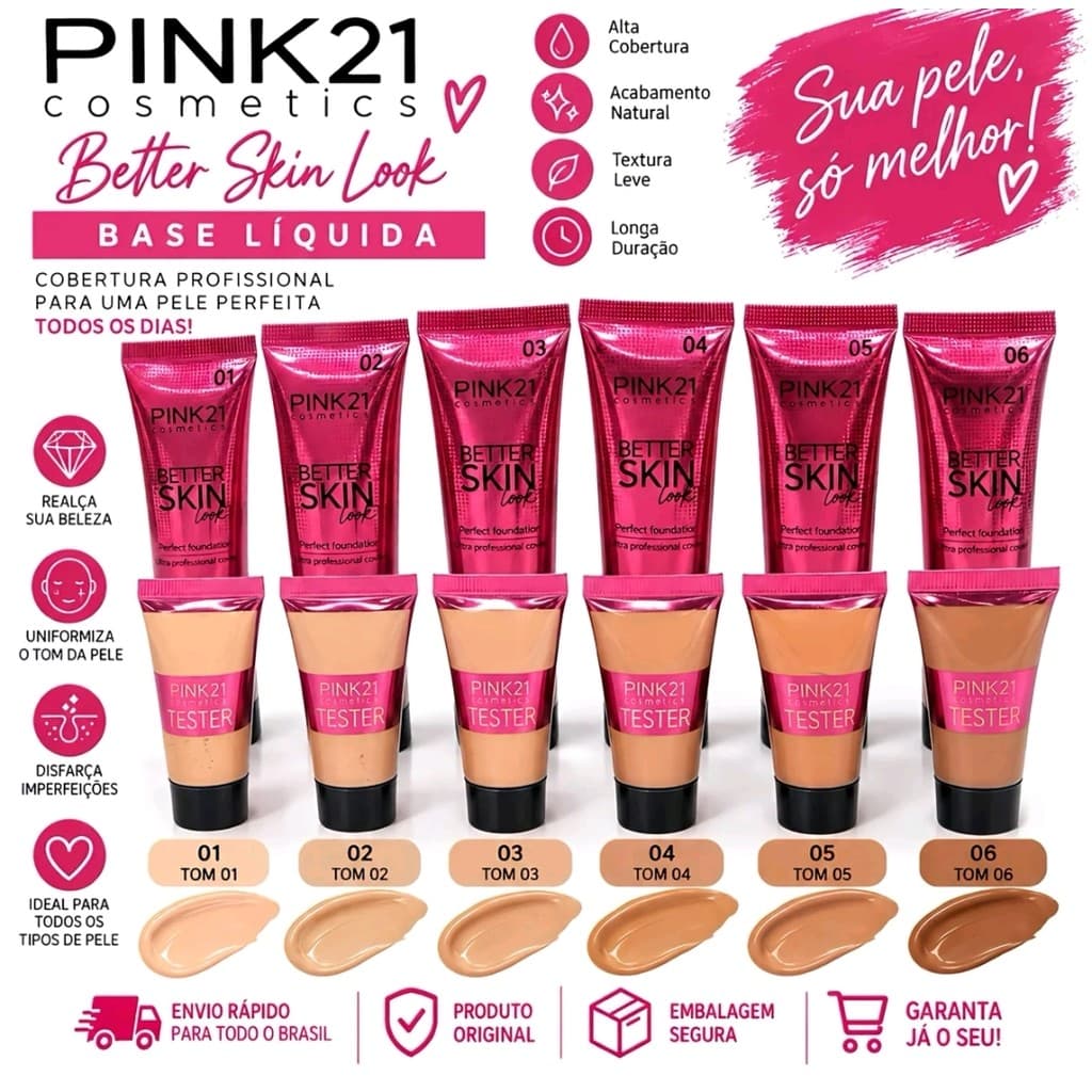 Base Liquida Pink 21 - Base Facial - Base Profissional