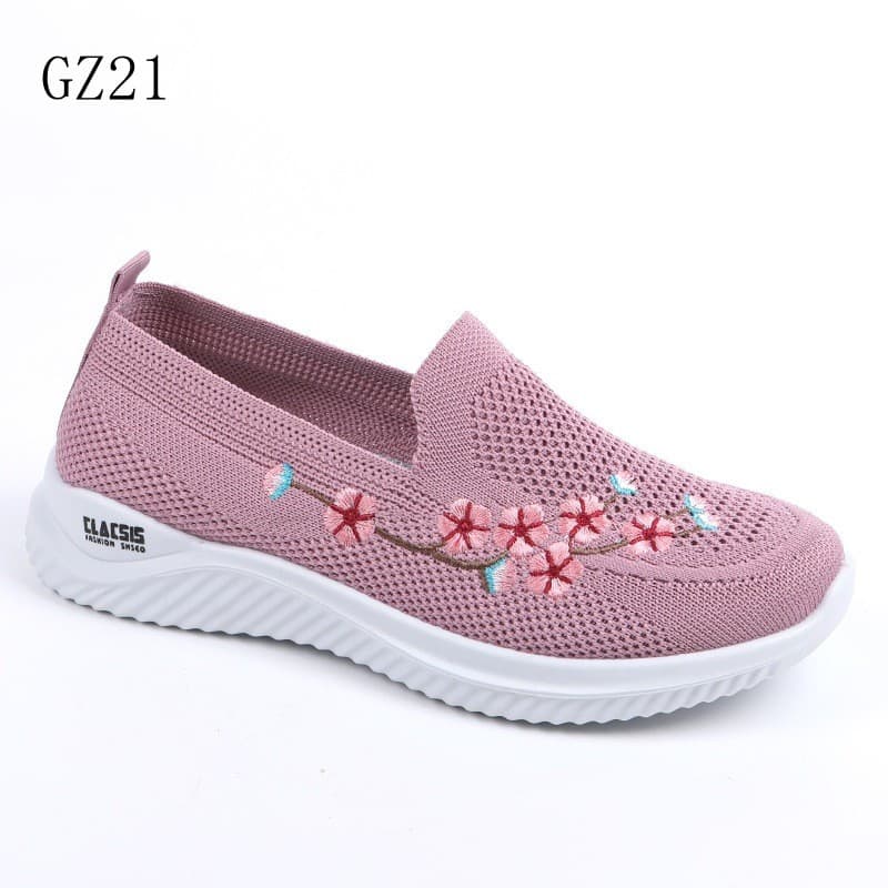 2026 Verão Novo Calçado Feminino Floral Confortável e Elegante, Sapatilhas Femininas Macias de Cor Sólida para Mães GUMM