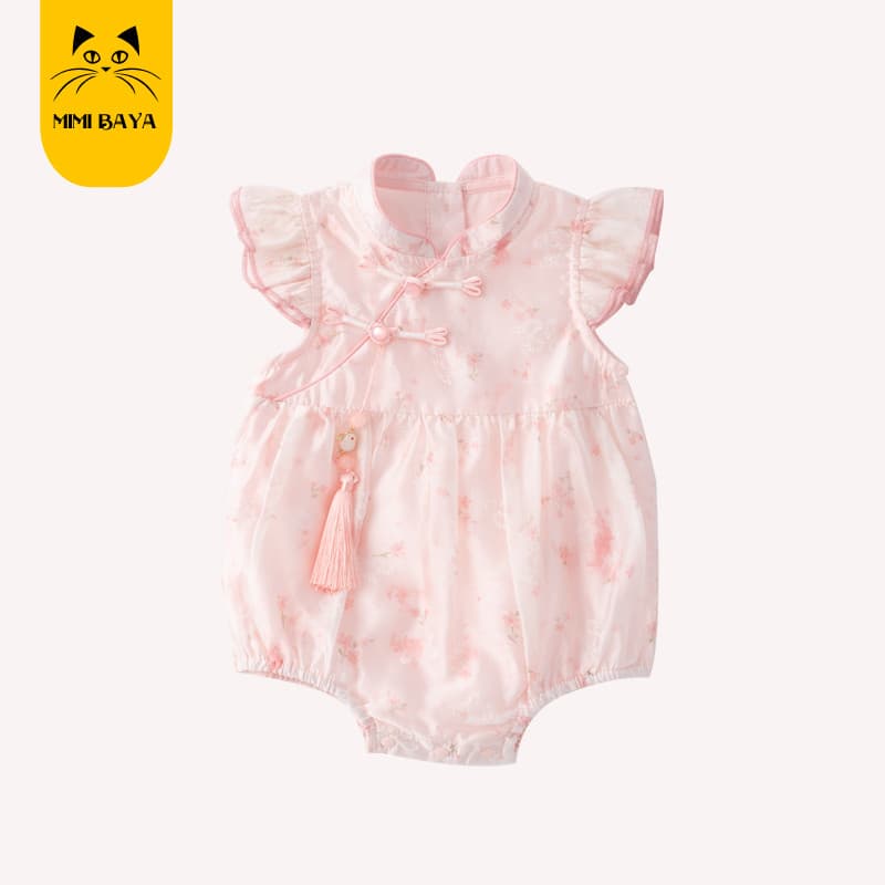 Bebê bebê novo estilo chinês Floral macacão roupas de verão novo estilo bebê recém-nascido menina estilo fino verão bebê