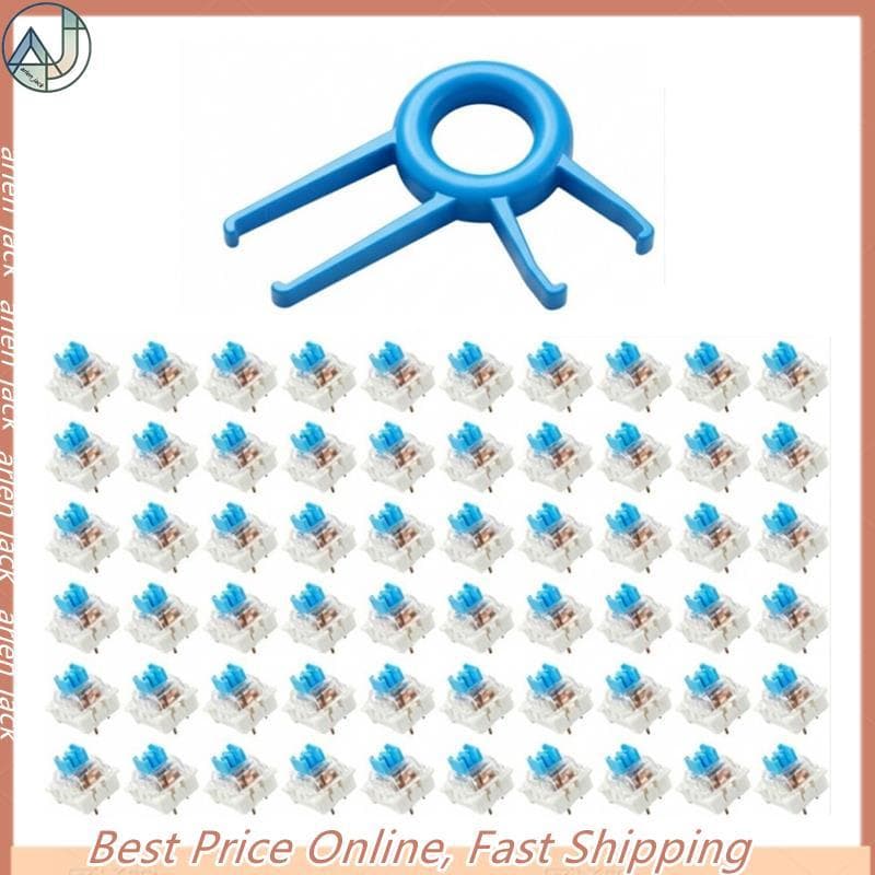 [arlen-Shop] 50 Peças Interruptores De Teclado Mecânico Com Extrator De Interruptor 3 Pinos Azul Teclados Mecânicos Subs