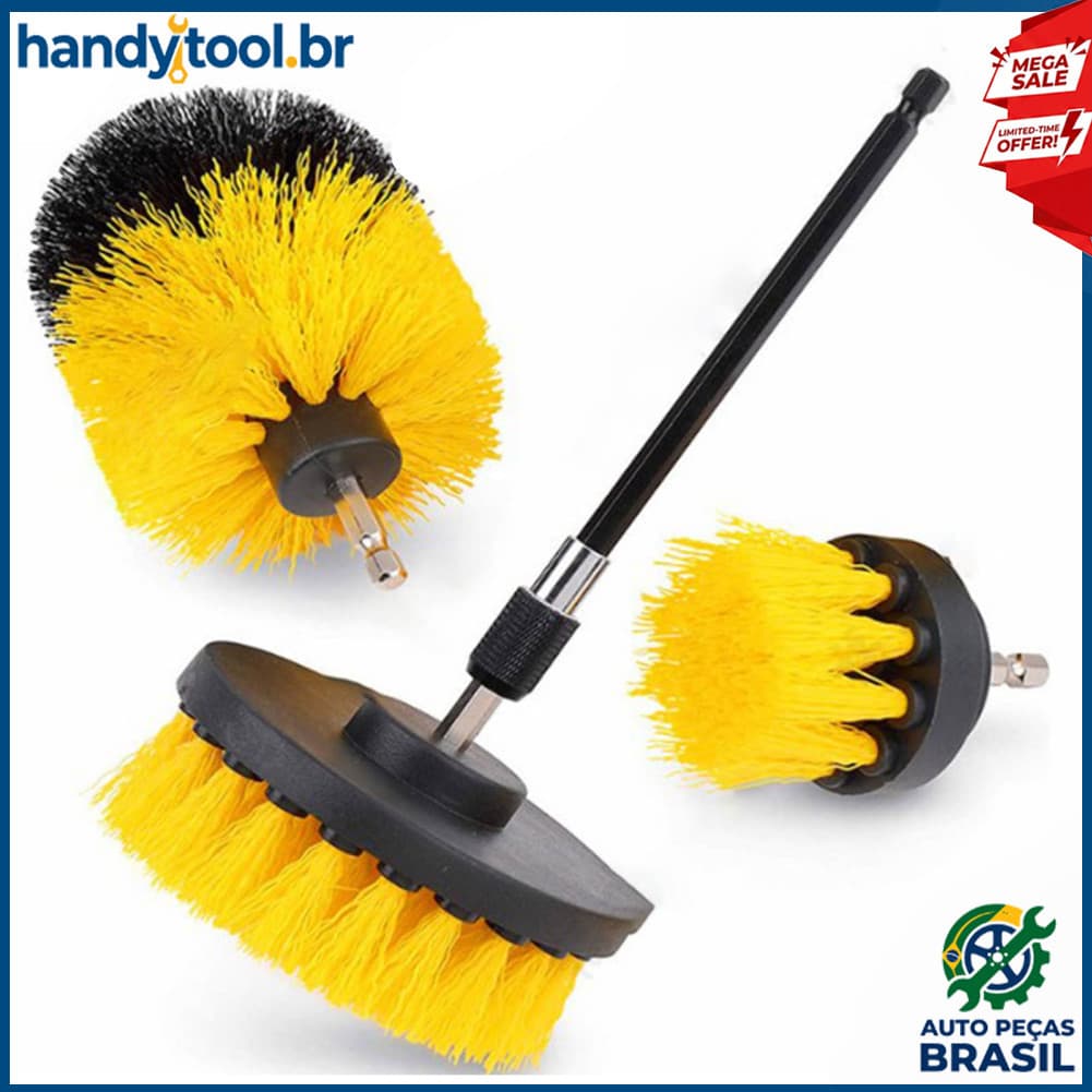 handtool.br 4 PCS Broca Escova de limpeza Kit de carro elétrico para purificador de energia amarela para casa