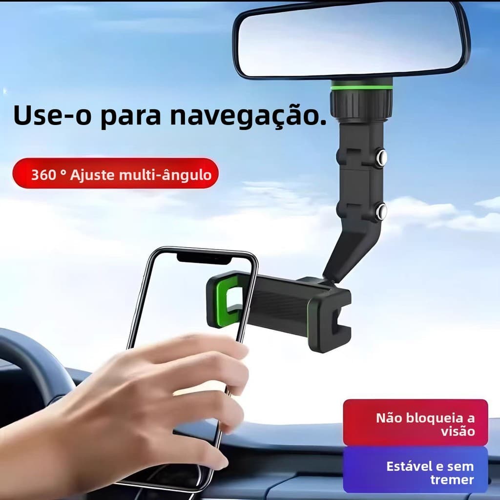 [Item de grande sucesso] Novo suporte para celular para espelho retrovisor de carro, suporte fixo, suporte para celular 