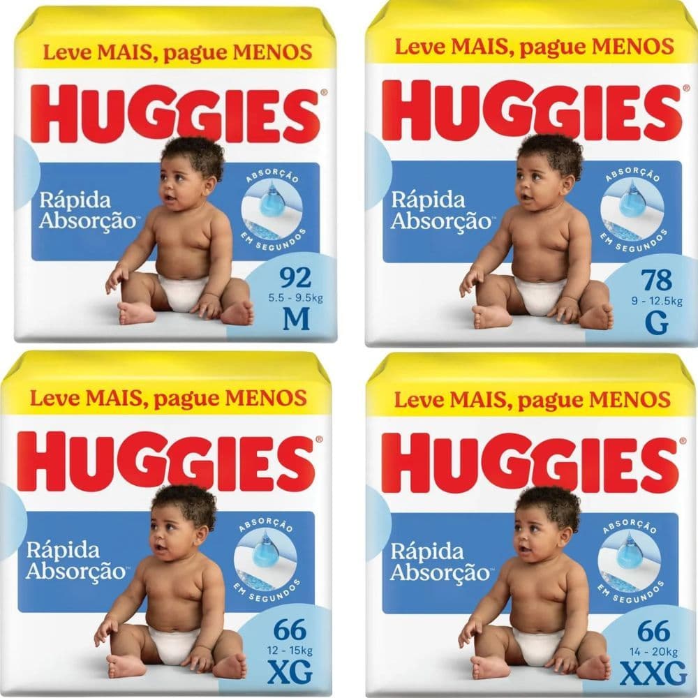 Fralda Infantil Huggies Rápida Absorção Hiper Proteção Antivazamentos