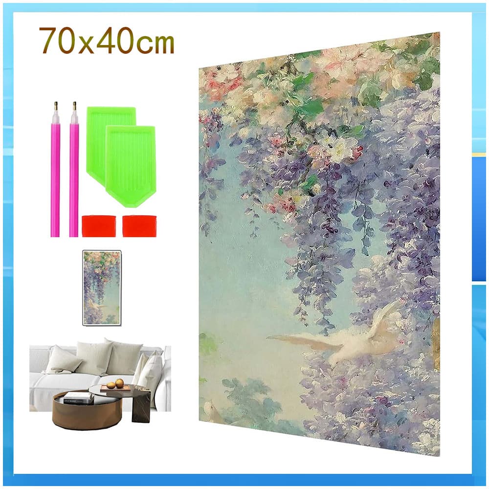 5D estilo adulto conjunto de pintura diamante violeta pombo branco 70x40cm diamante quadrado adequado para DIY artesanal
