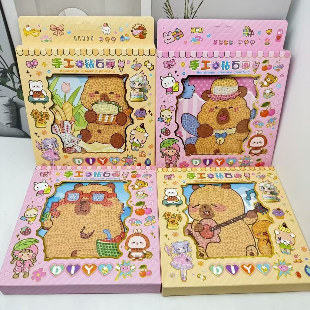 Pintura Tela Desenho Colorir Arte Adesivo 5D Diamante Pedrinha Cristais Relaxante Antiestresse Arte Blogueira-CAPIVARA