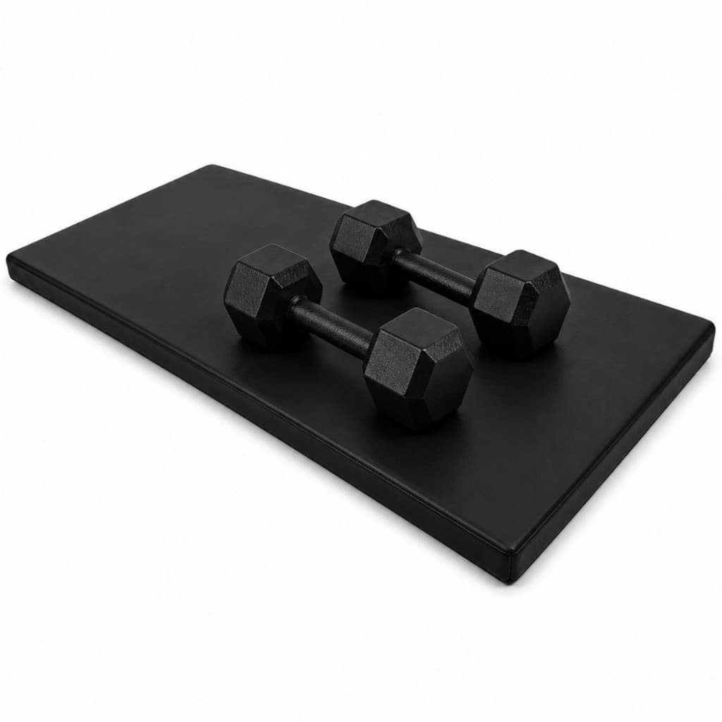 -Oferta Kit Par Halter Sextavado 2kg + Colchonete Academia Preto | Musculação e Exercícios em Casa | Resistente