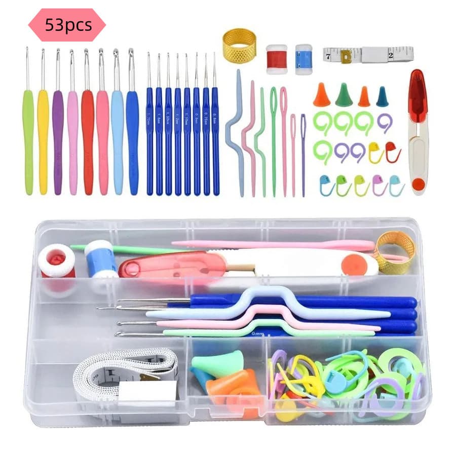 Pronta Entrega | Kit Crochê Completo 53 Peças para Amigurumi com Agulhas Cabo Soft e Acessórios