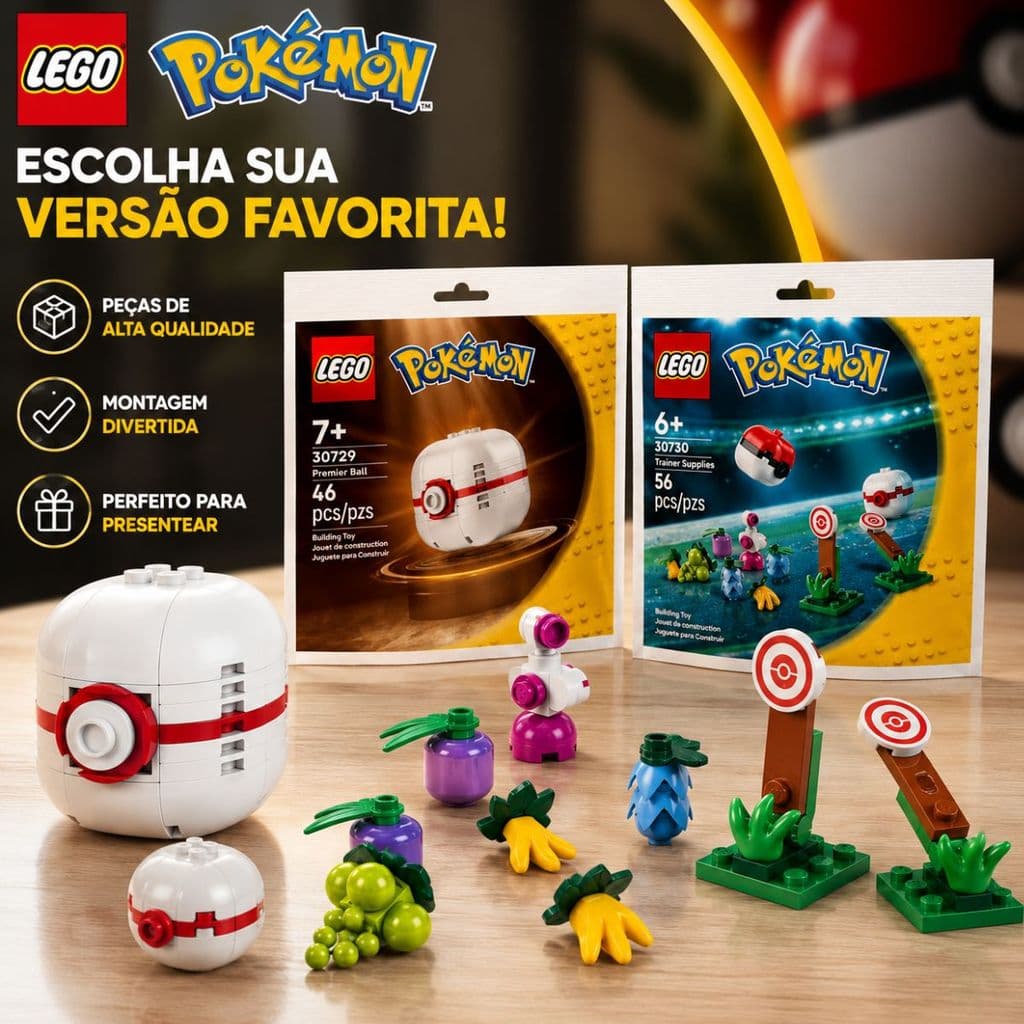LEGO Pokémon Original Premier Ball 30729 ou Kit Treinador 30730 Blocos de Montar Colecionável Presente Infantil