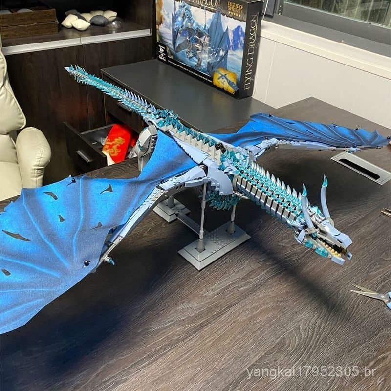 Modelo de Blocos de Montar Dragão Congelado Compatível com Lego, Brinquedo de Montagem de Alta Dificuldade, Dinossauro, 