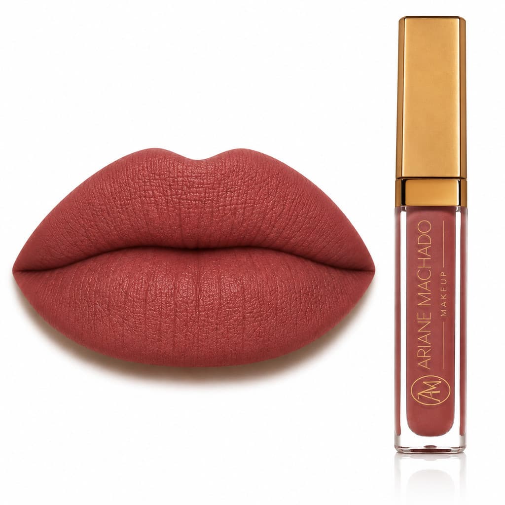 Batom Matte Líquido Rose Rosa Queimado Queimado Alta Pigmentação Longa Duração - Ariane Machado Makeup