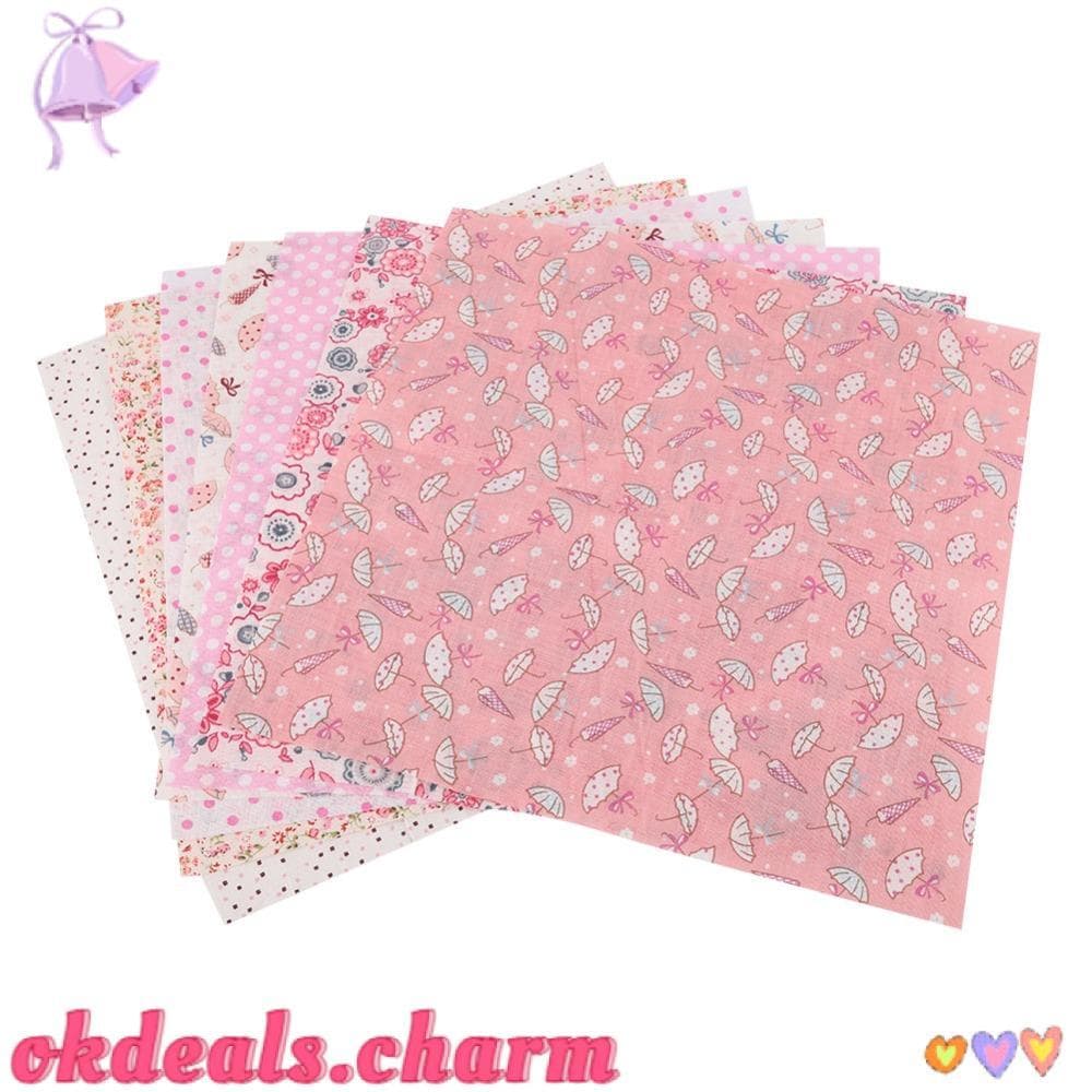 OKDEALS 7 Peças De Tecido Patchwork , De Algodão Macio Com Estampa Floral Liso 50 * 50 Cm Estampado Rosa