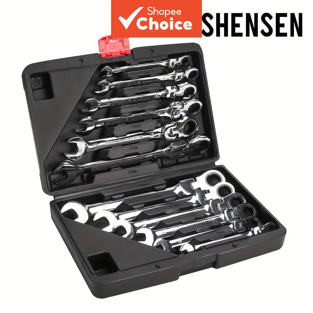 Conjunto de 12 peças de 8 a 19 mm com chave de catraca, jogo de chaves inglesas, ferramentas manuais, 72 dentes,