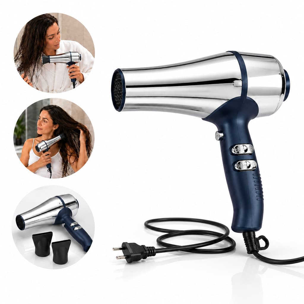 Secador de Cabelo 1800W 110V Profissional com Íons Negativos Ar Quente Frio