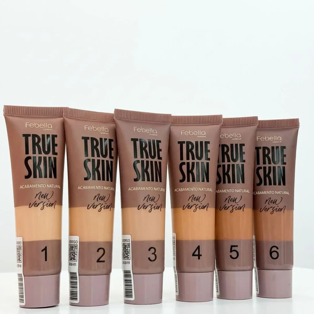 Base Líquida Febella True Skin Acabamento Natural Alta Cobertura