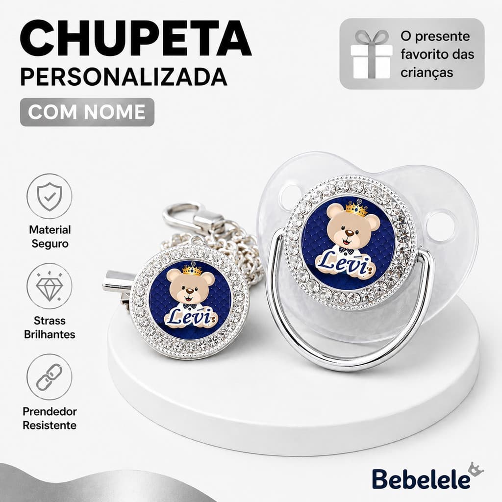 Chupeta transparente prateada para bebê, inclui prendedor de chupeta, nome e foto personalizados E9UV