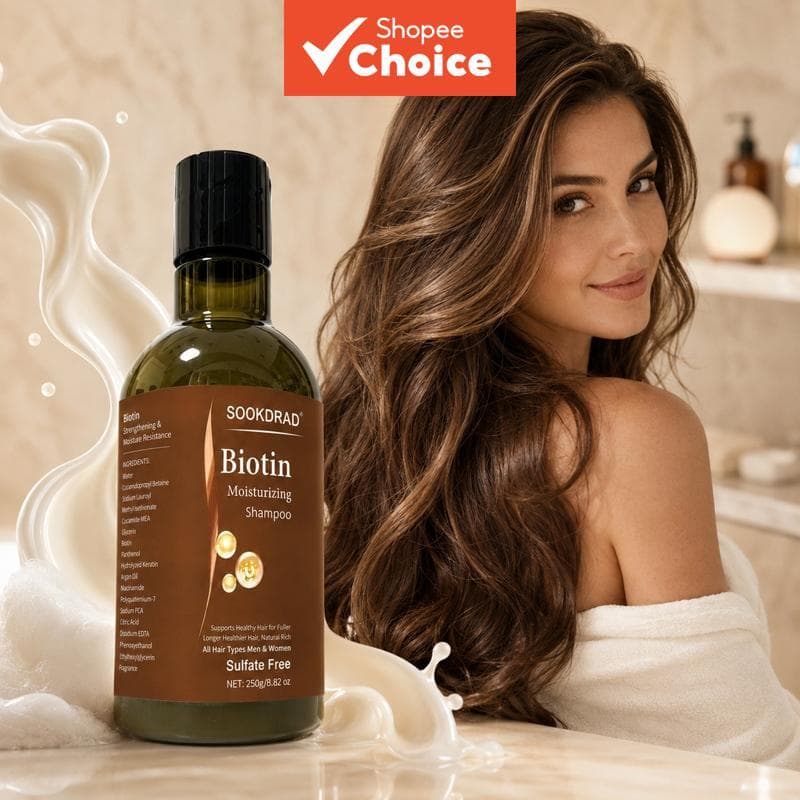 Shampoo Biotina sem Sulfato, Hidratante Leve, Ideal para Todos os Tipos de Cabelo, Uso Diário
