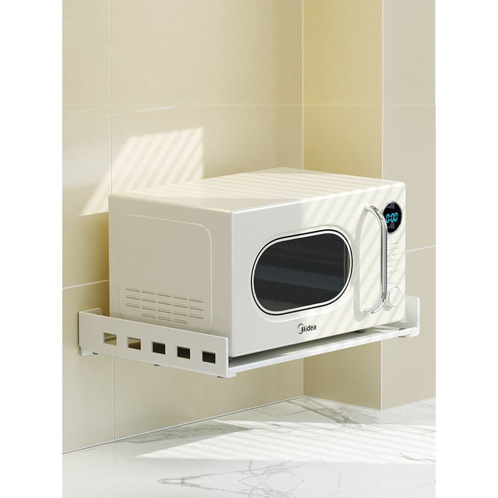Prateleira de cozinha sem perfuração, montada na parede, forno de micro-ondas, suporte de parede para armazenamento domé