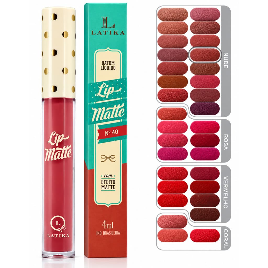 Batom Líquido Latika Lip Matte Aveludado Longa Duração