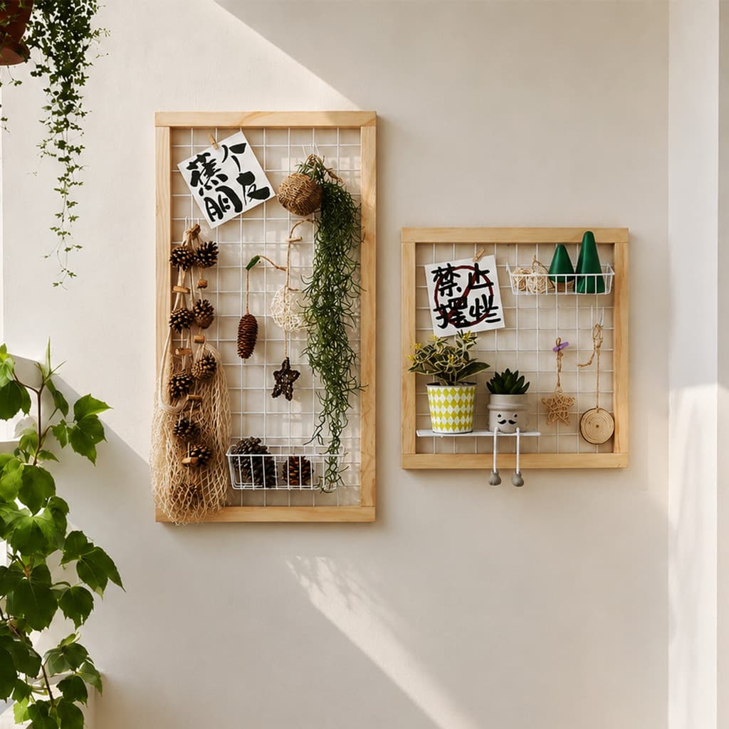 Parede pendurado ferro quadro de madeira grade prateleira varanda parede planta verde vaso pendurado suporte de escalada