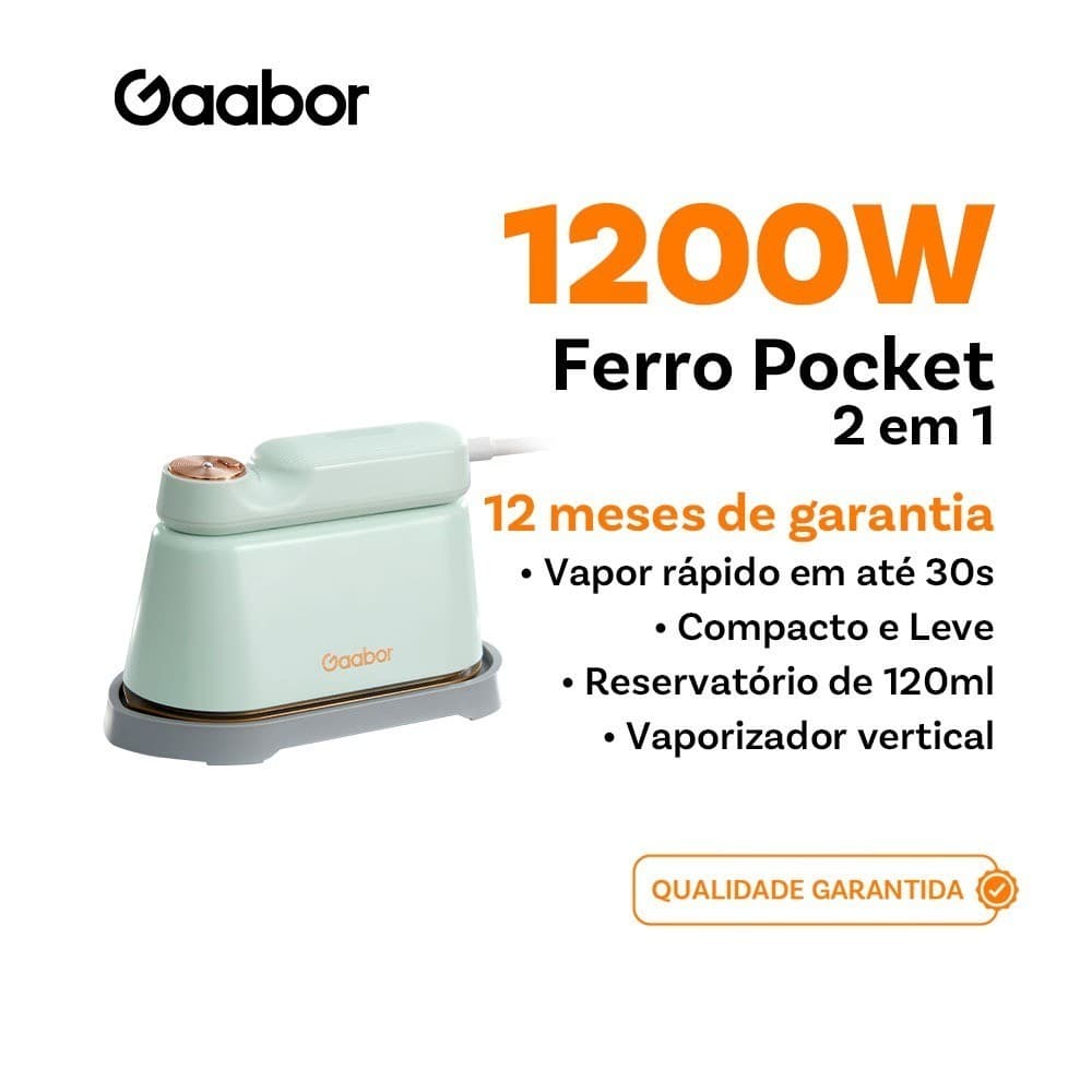 Ferro de Passar a Vapor Portátil Gaabor 1200W HM-M01A