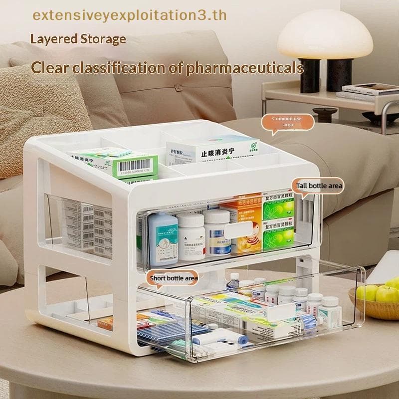 Home EE Multi-Camada À Prova De Poeira Tipo Gaveta Caixa De Armazenamento De Medicamentos Kit De Primeiros Socorros Domé