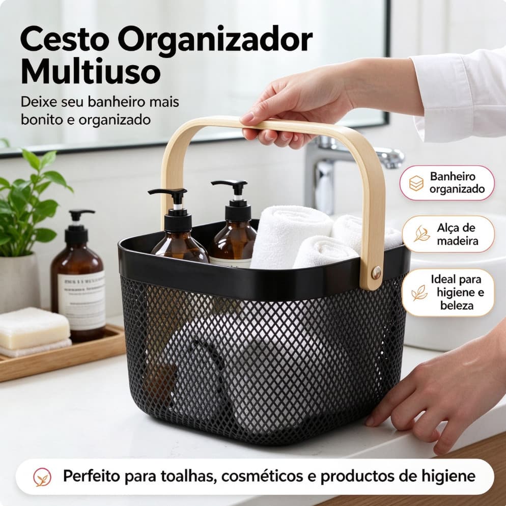 Cesto Organizador Multiuso Plástico Fruteira Decorativa para Casa e Cozinha Ideal para Mesa Posta e Cantinho do Café