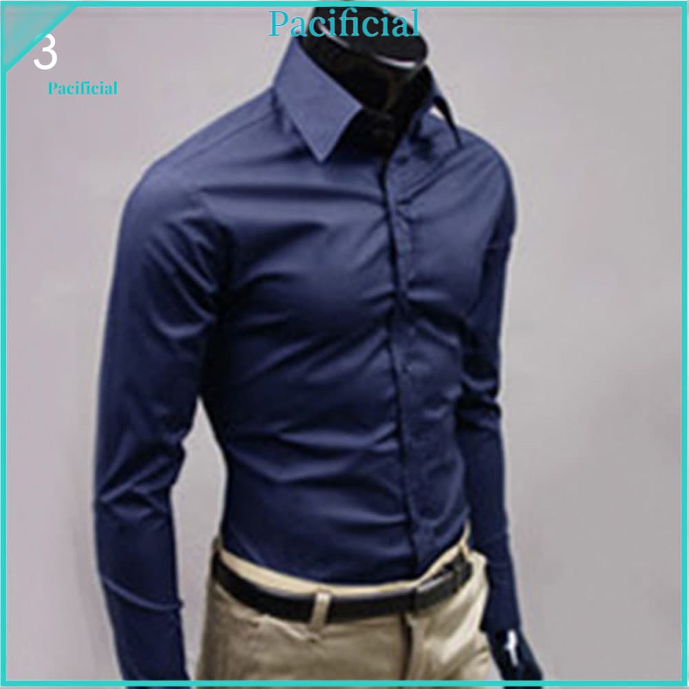 Camisa Formal Casual De Luxo Masculina Manga Comprida Slim Fit Camisas Sociais De Negócios Top