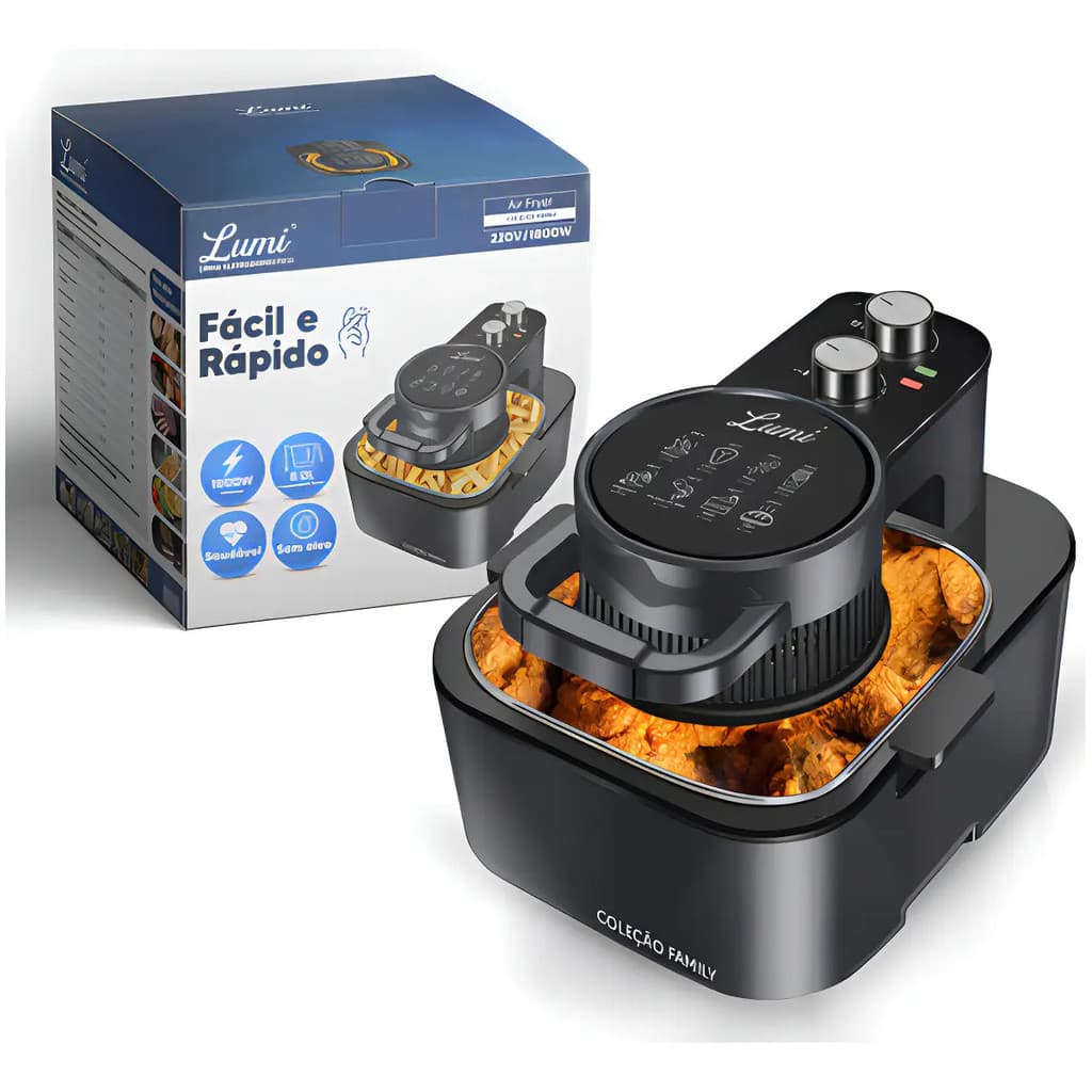 Fritadeira Air Fryer Digital Lumi 8 Litros 1800W 220V 7404-LUMI Coleção Family Sem Óleo Painel Digital