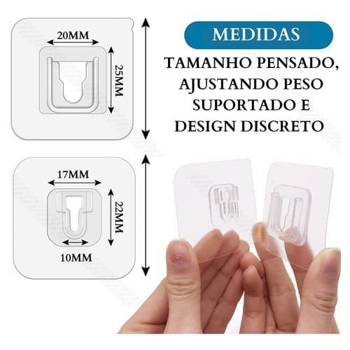 Gancho Adesivo Macho e Fêmea de Parede Reposição Para Prateleira de Banheiro Cozinha Sem Furos Cestos Dupla Face 6cm