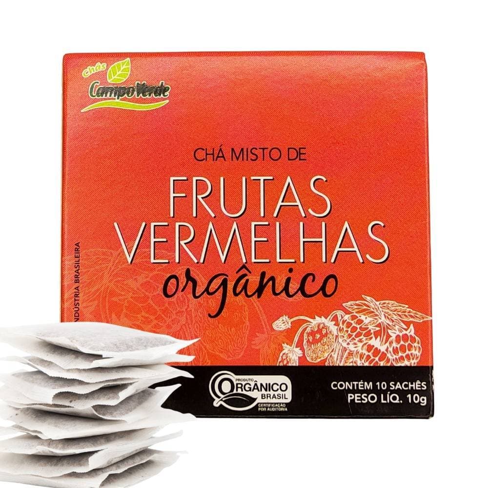 Chá Frutas Vermelhas Orgânico Morango Framboesa Hibisco 10 sachês