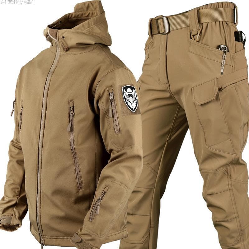 Jaqueta masculina de pele de tubarão, jaqueta macia à prova de vento, versão militar, jaqueta tática, forro de lã de inv
