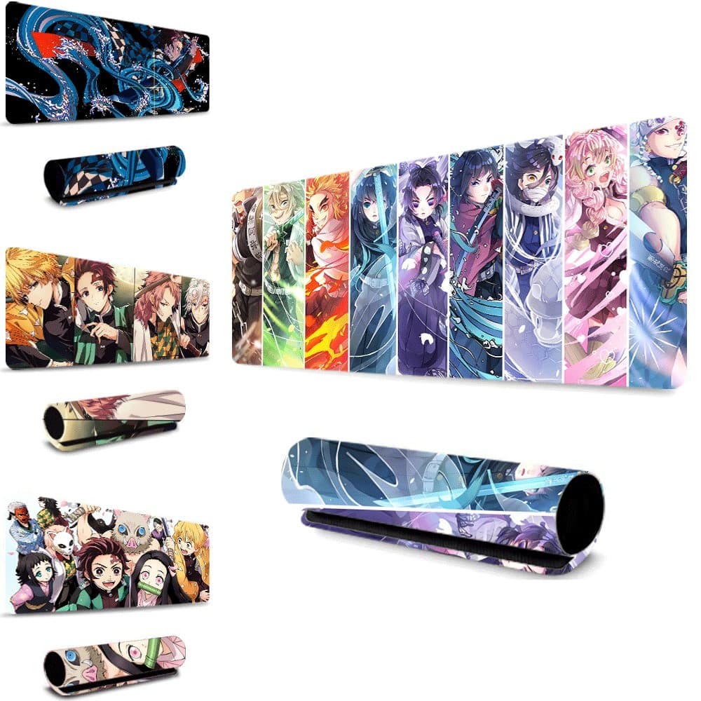 Grande Demon Slayer Tanjiro Zenitsu Impressão Gaming Mouse Pad Antiderrapante Tapete De Alta Precisão PC Notebook Gamer