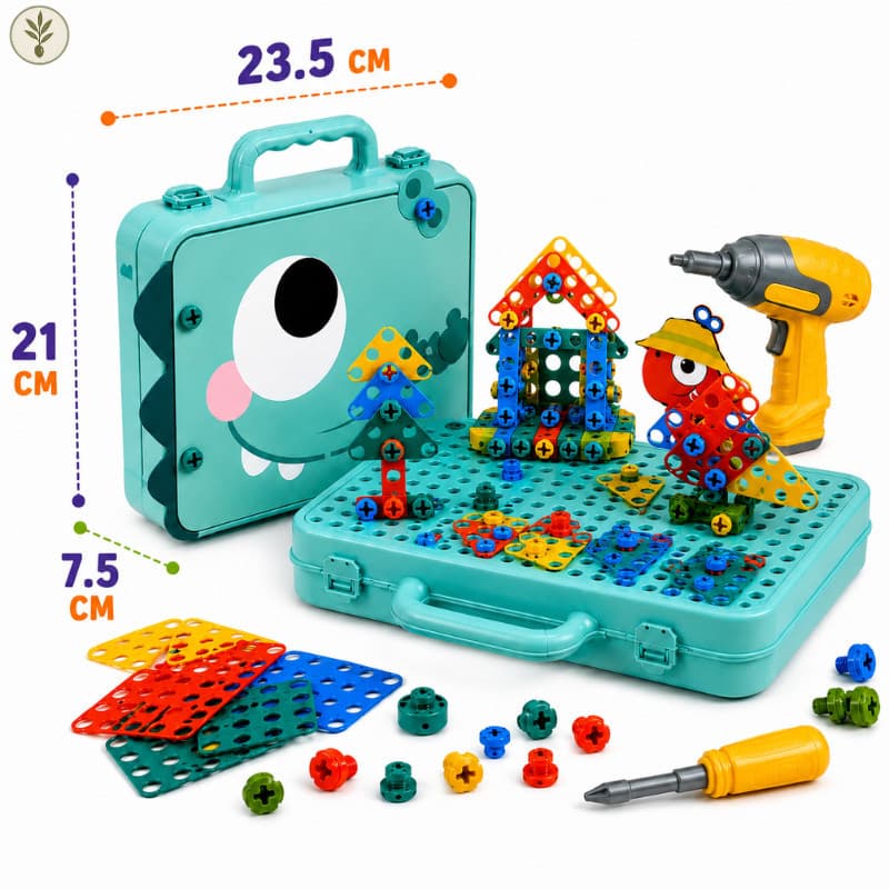 Caixa de Ferramentas Infantil Montessori 232 Peças GRANDE Com Parafusadeira Elétrica Envio Rápido