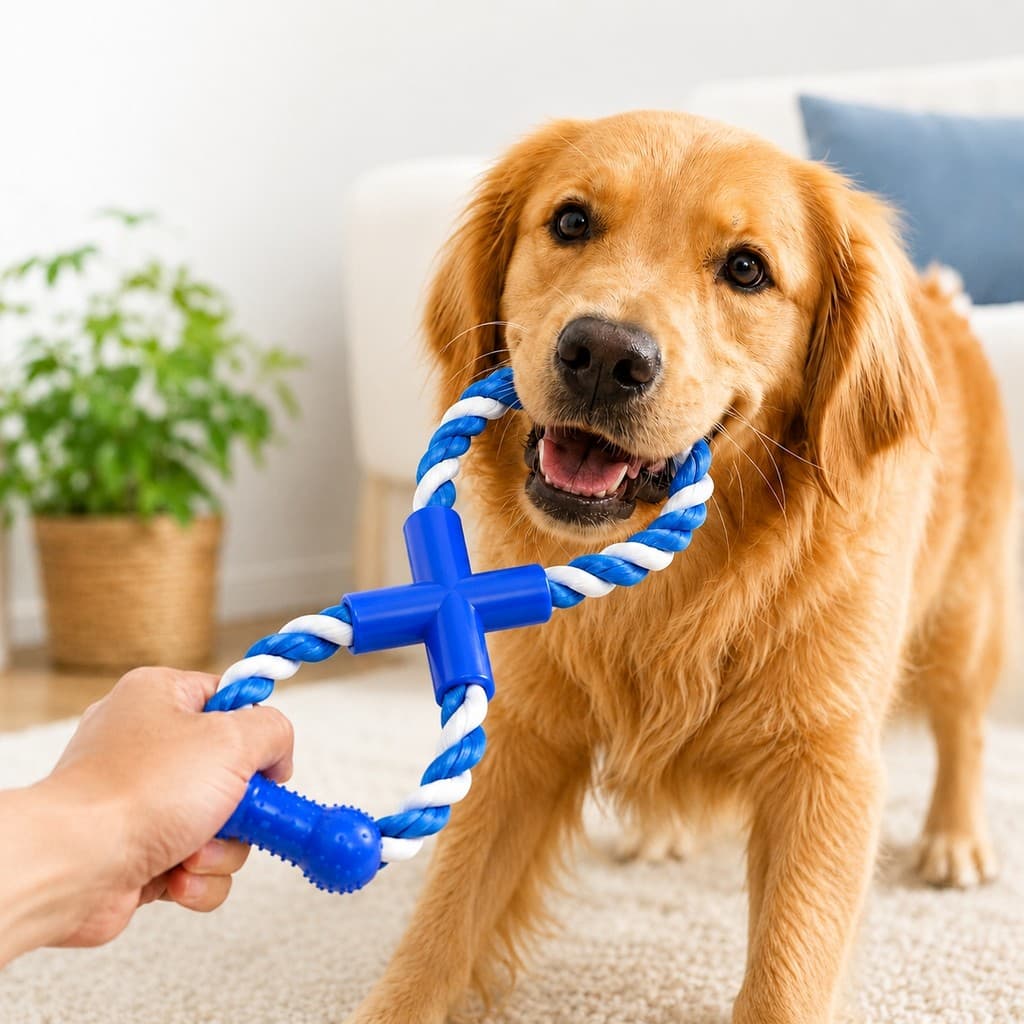 Brinquedo Mordedor Corda X para Cachorro com Osso Dental Resistente Cabo de Guerra Interativo Limpa Dentes Pet