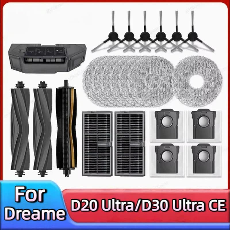 Para Dreame D20 Ultra D30 CE Robô Aspirador De Pó Acessórios Escova Lateral Principal Mop Pano Filtro Saco Poeira Titula