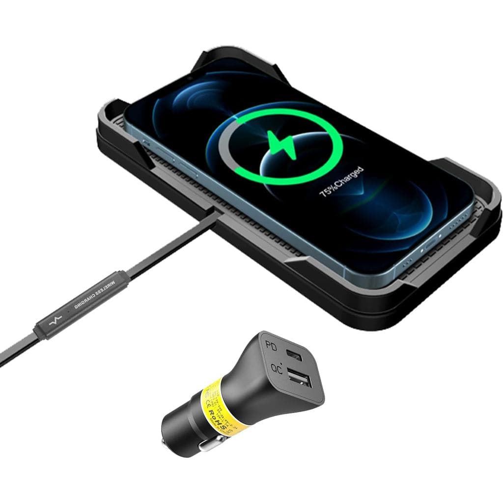 Carregador sem fio para carro, Polmxs 15W Carregador rápido sem fio para celular, tapete de carregamento sem fio compatí