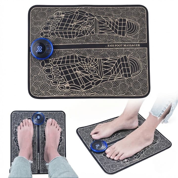 Tapete Massageador Elétrico para Pés EMS TENS Estimulador Muscular Baoshi
