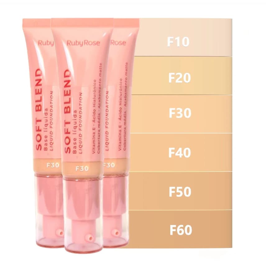 Base Líquida Ruby Rose Soft Blend HB‑M301 Maquiagem Longa Duração