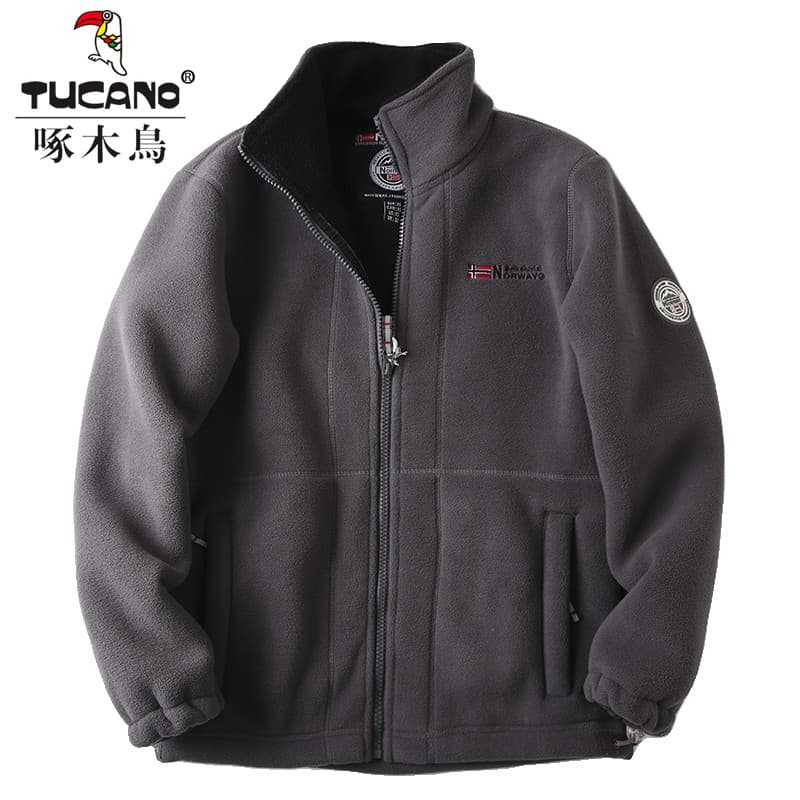 Woodpecker outono inverno jaqueta de lã masculina Casual esportes gola alta moletom masculino forro jaqueta de lã