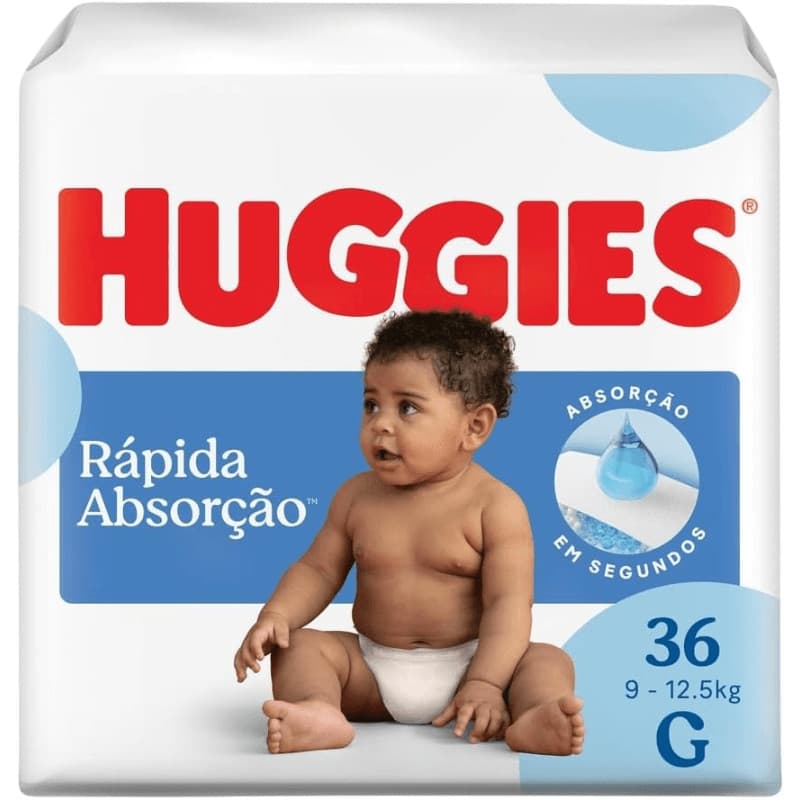 Fralda Huggies Rápida Absorção G com 36 unidades