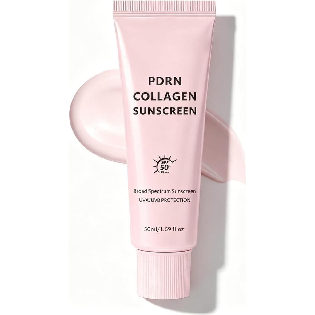 Protetor Solar Facial PDRN Collagen 50 de Amplo Espectro, Creme Hidratante com Proteção Solar, Protetor Solar Facial Lev