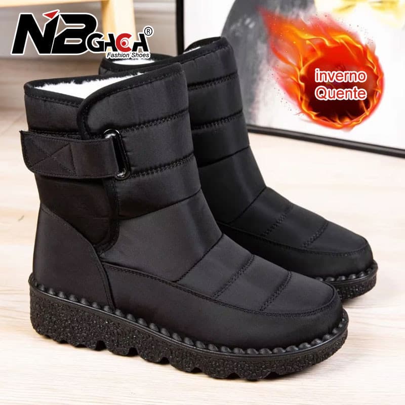 Botas Casuais Impermeáveis e Quentes para Mulheres no Inverno, Tamanhos Grandes 35-44, Calçado Confortável para Ca IIUG