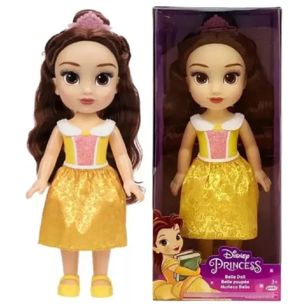 Boneca Disney Princesas Toddler Bela 38cm Multikids Articulada A Bela e a Fera Tiara