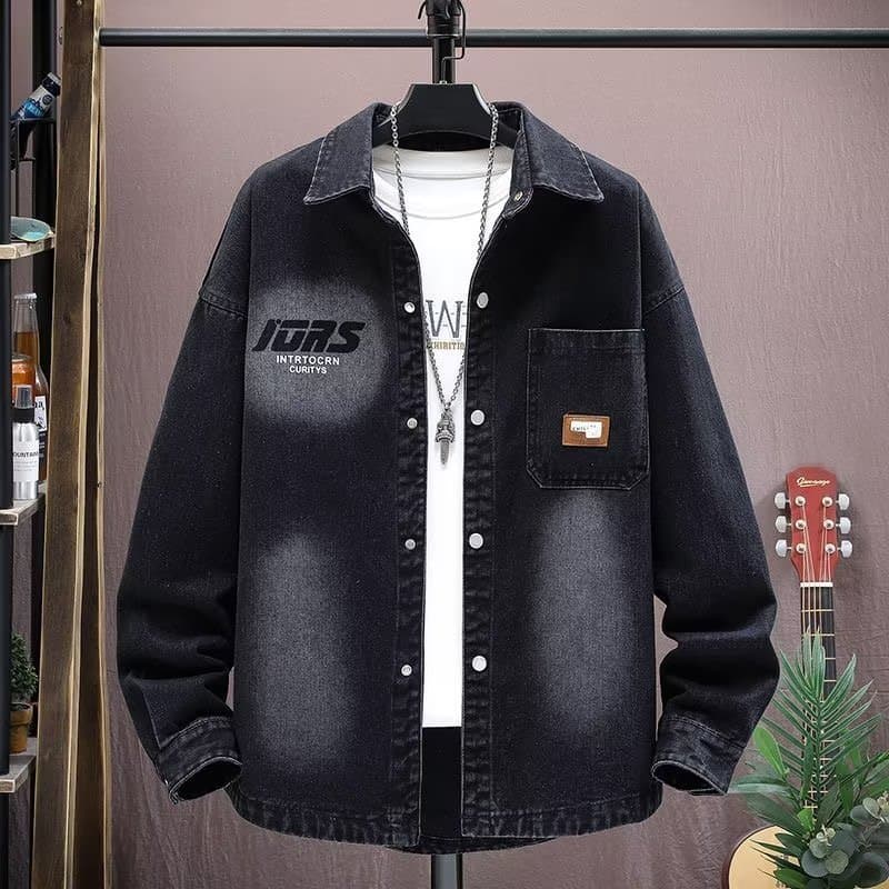 Outono inverno jaqueta jeans masculina Slim-fit costura impressa jaqueta jeans masculina na moda jaqueta jeans Top 2025