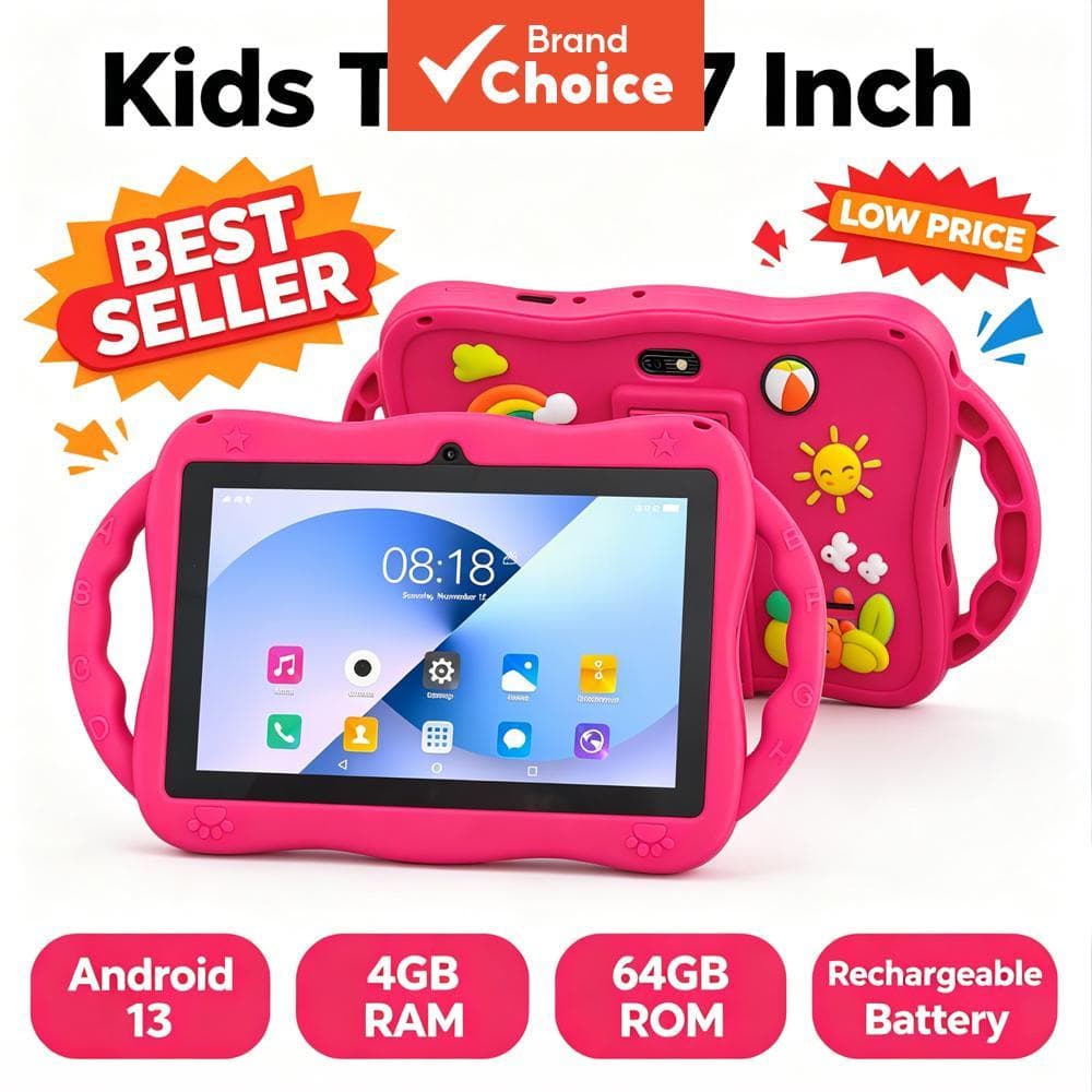 Tablet infantil Android, sistema Android 13 de 7 polegadas, suporta funções WIFI e Bluetooth, os pais podem controlar o